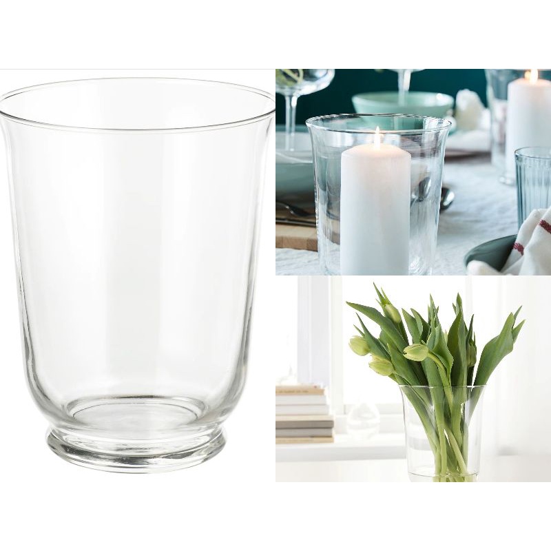 POMP Clear Glass, Vase/lantern, Height 18 Cm Diameter 14 Cm IKEA