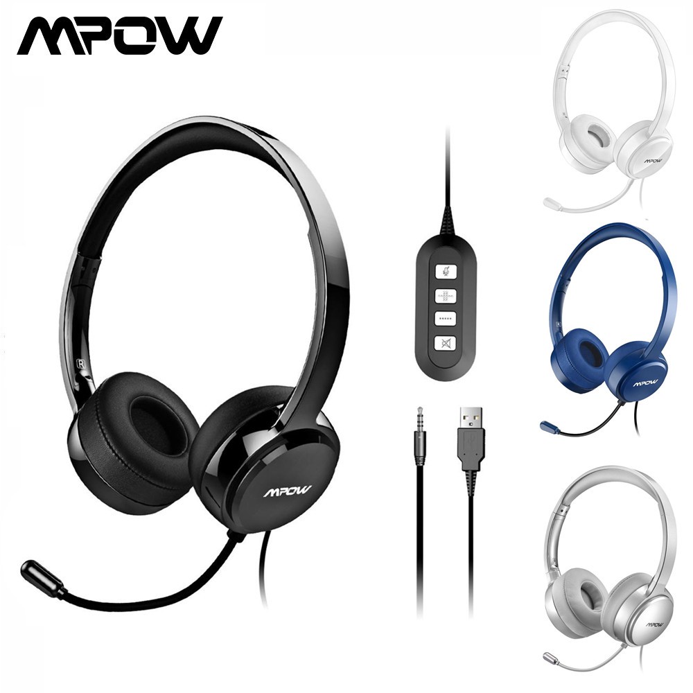 MPOW 071 PC USB Headset Noise Cancelling Wired Headphones With Micphone