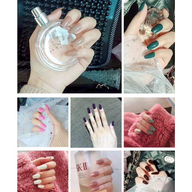 24pcs DIY Fake Nails French Finger Nail ART False Nail 309 Shopee