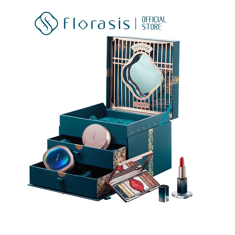 Florasis Eastern Beauty Dressing Makeup Box Gift Set For Woman Loose Powder Lipstick Eyeliner