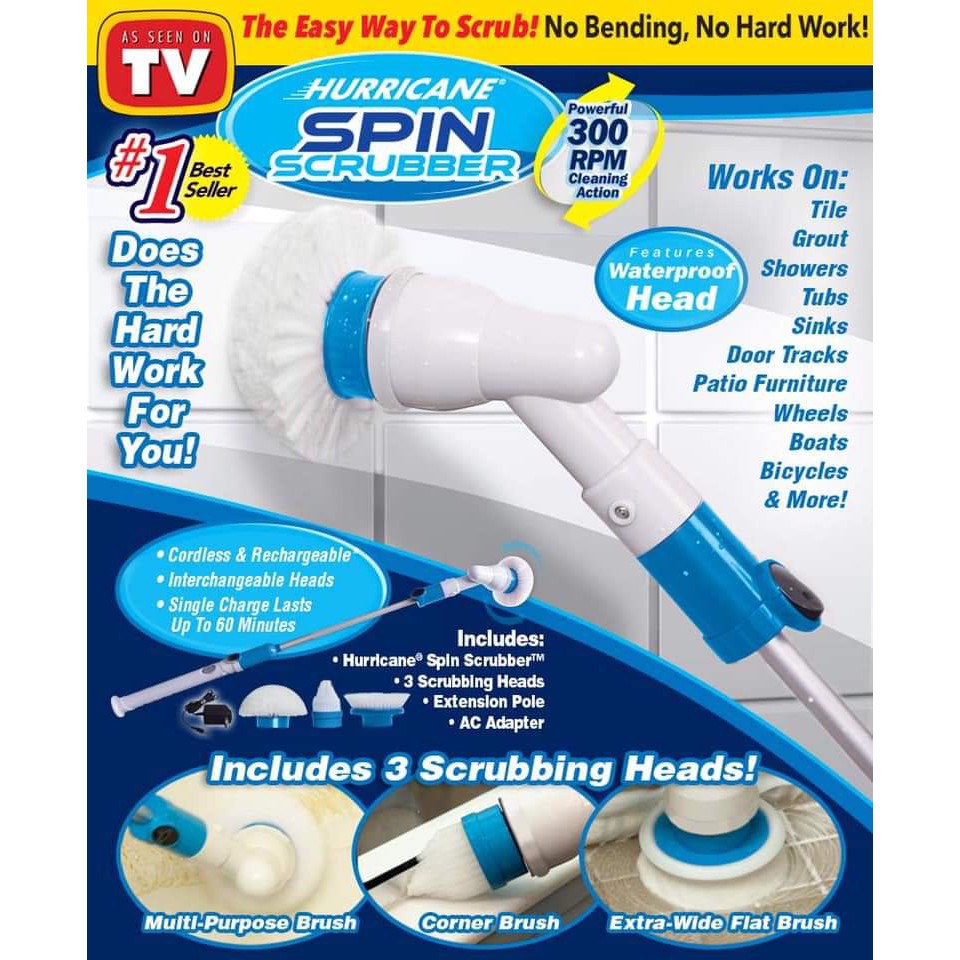 Electric Spin Scrubber Turbo Scrub Cleaning Brush Cordless Chargeable