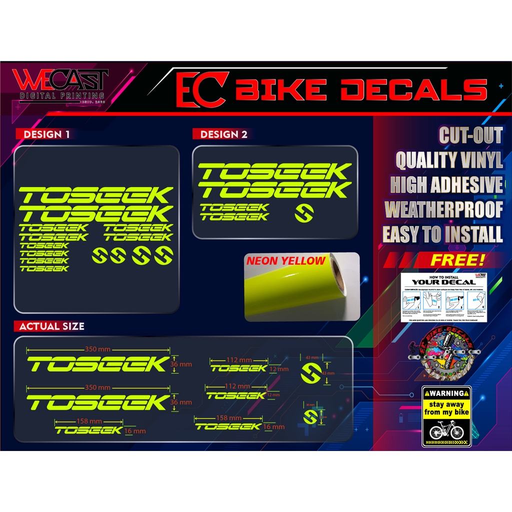 TOSEEK BIKE FRAME DECALS Shopee Philippines