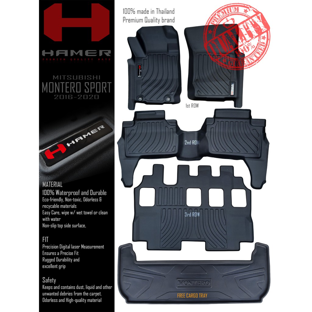 Montero Sport GLX , GLS GTV 20162023 1ST3RD + CARGO Tray HAMER Deep