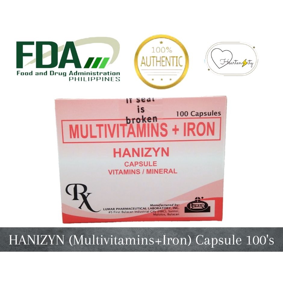 HANIZYN (Multivitamins + Iron) I 100 capsules Shopee Philippines