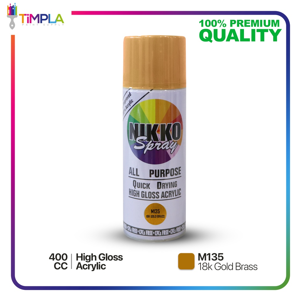 Nikko Spray Paint M135 gold brass All Purpose Quick Drying HighGloss