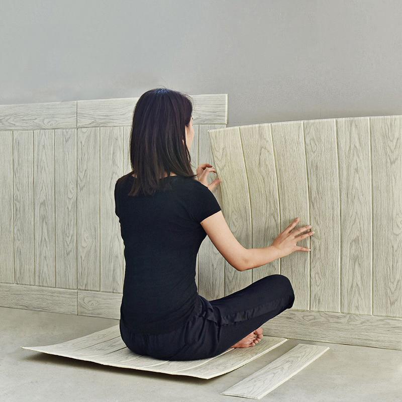 DIY 3D Wallpaper Water Proof Woodgrain Wall Sticker Tv Background Mural