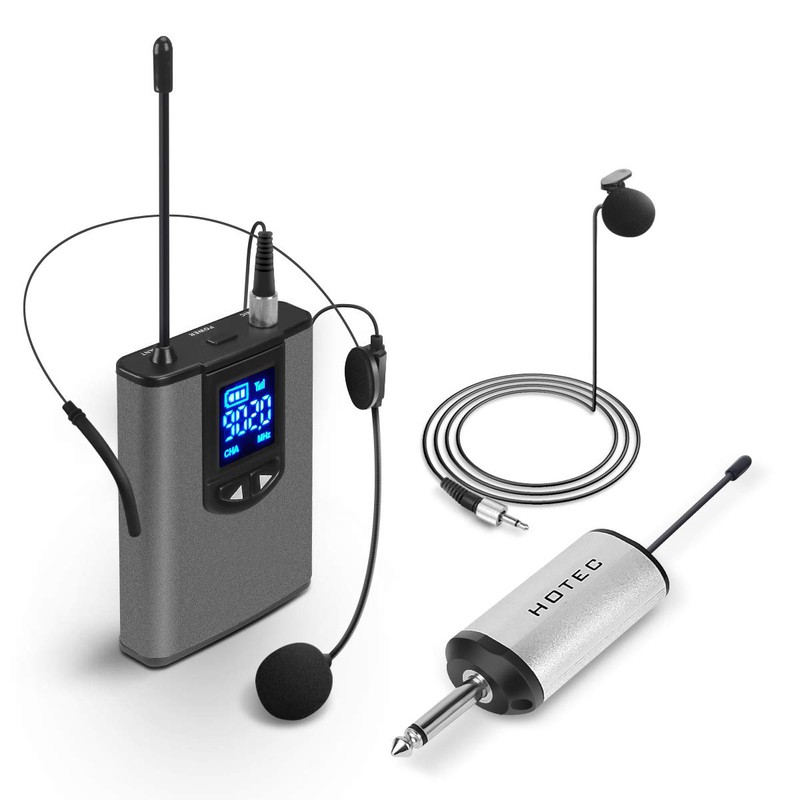 UHF Wireless Headset Microphone/Lavalier Lapel Mic Transmitter and Mini