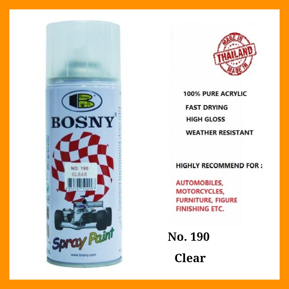 Bosny No. 190 Clear Acrylic Spray Paint 100 Authentic made in Thailand