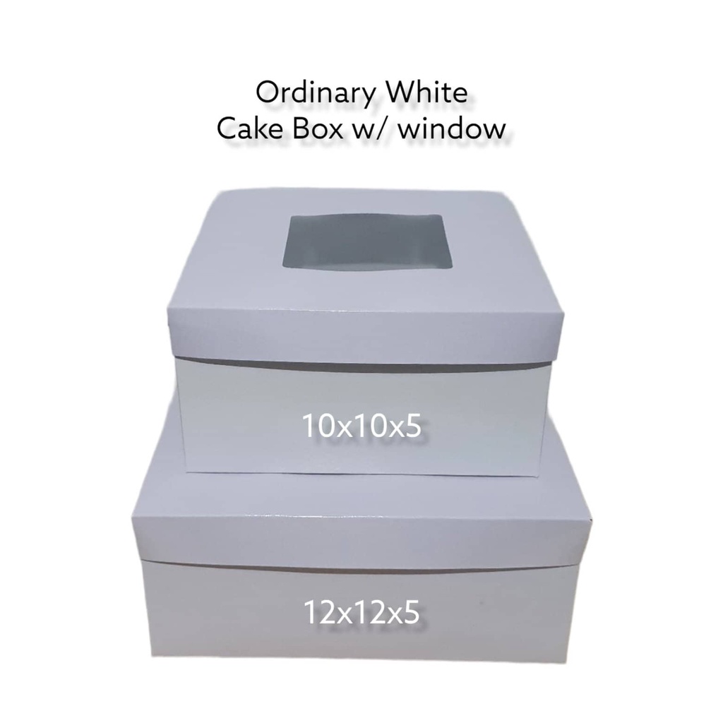 Cake Box Ordinary All White with Window 10x10x5 and 12x12x5 5 pcs per