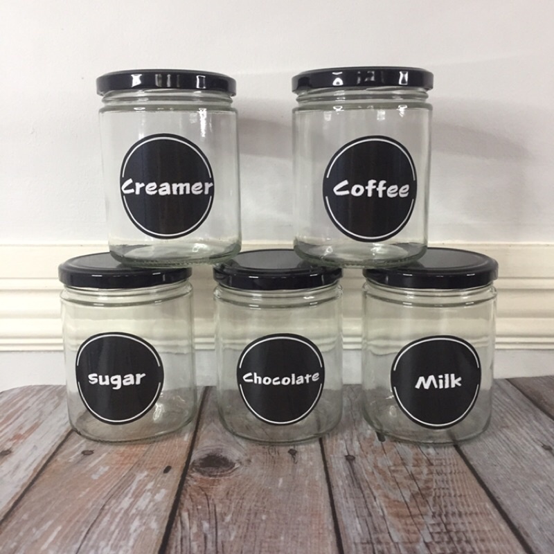 5PCS SET 500ml Glass Jars for Pantry (plain/with labels) Shopee