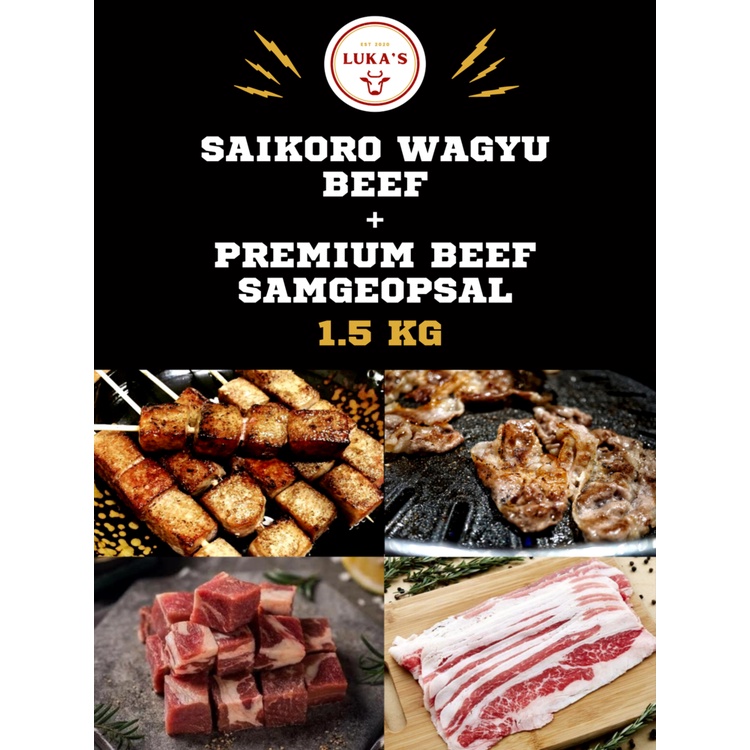 Saikoro Wagyu Cubes 1kg + Premium Beef Samgyupsal 500g Shopee Philippines
