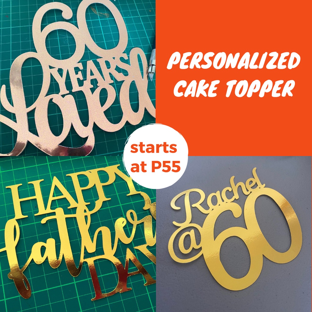Personalized Cake Topper Glittered/Metallic Cardstock Shopee Philippines