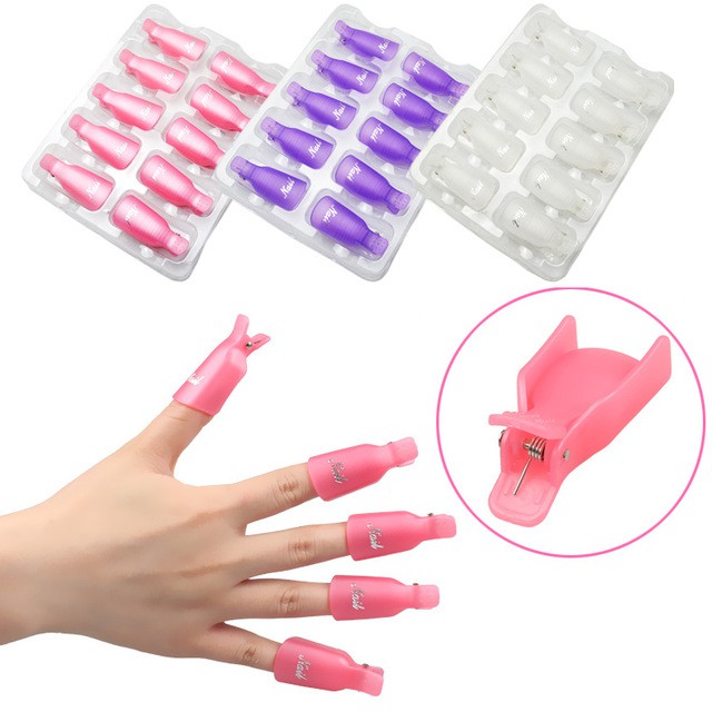 10 Pcs Acrylic Nail Art Soak Off Clamp Cap UV Gel