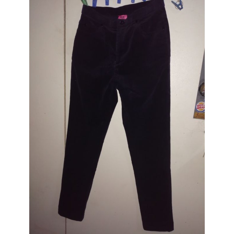 Navy Blue Corduroy HighWaisted Pants Shopee Philippines