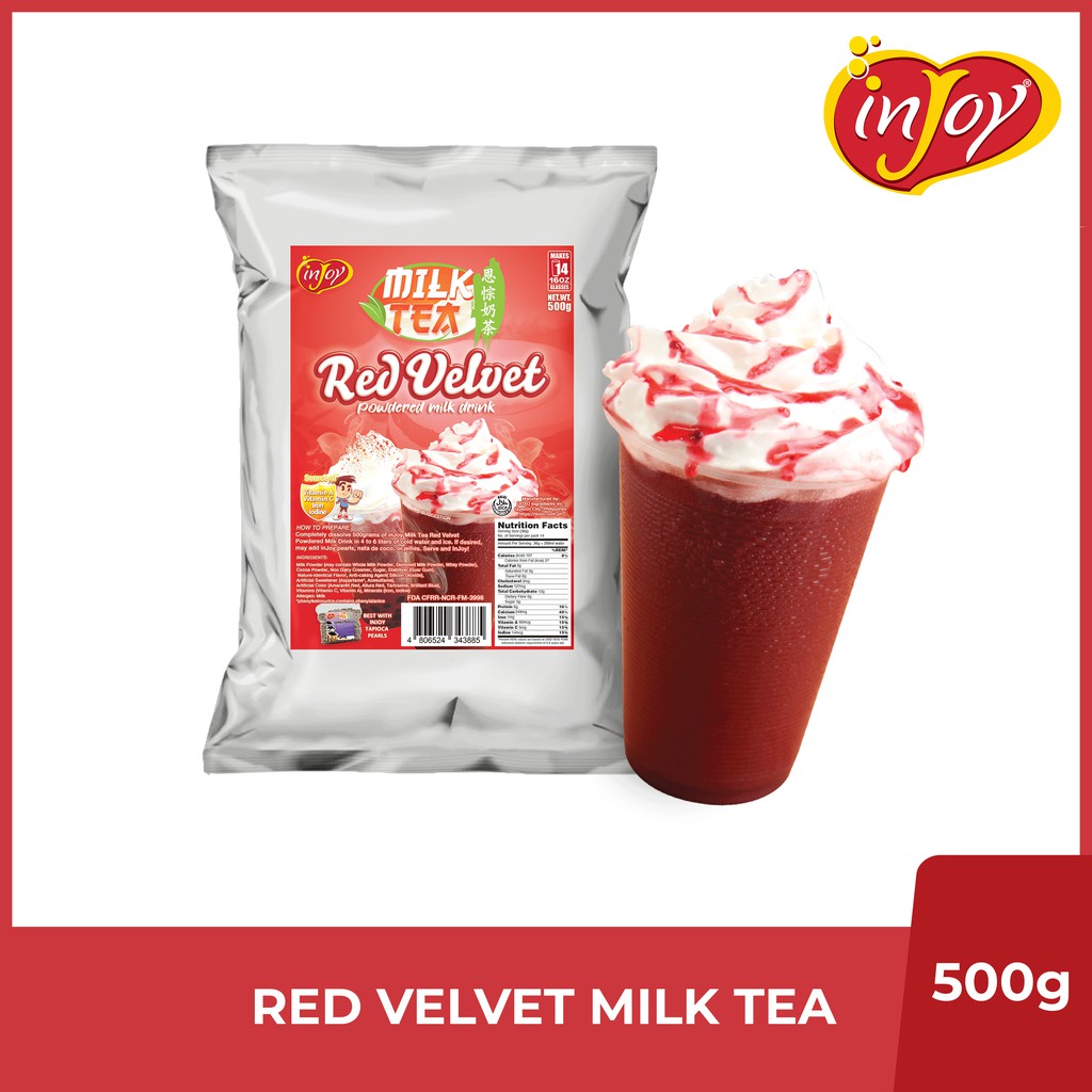 inJoy Red Velvet Milk Tea Powder Instant Powdered Milk Tea 500g