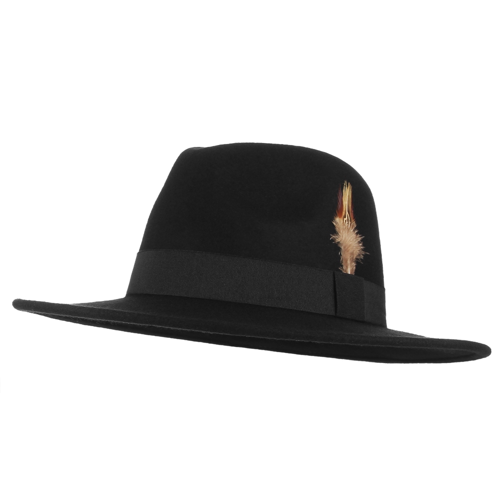 Mens 100 Wool Fedora Trilby Hats Wool Felt Wide Brim Panama Fedora Hat