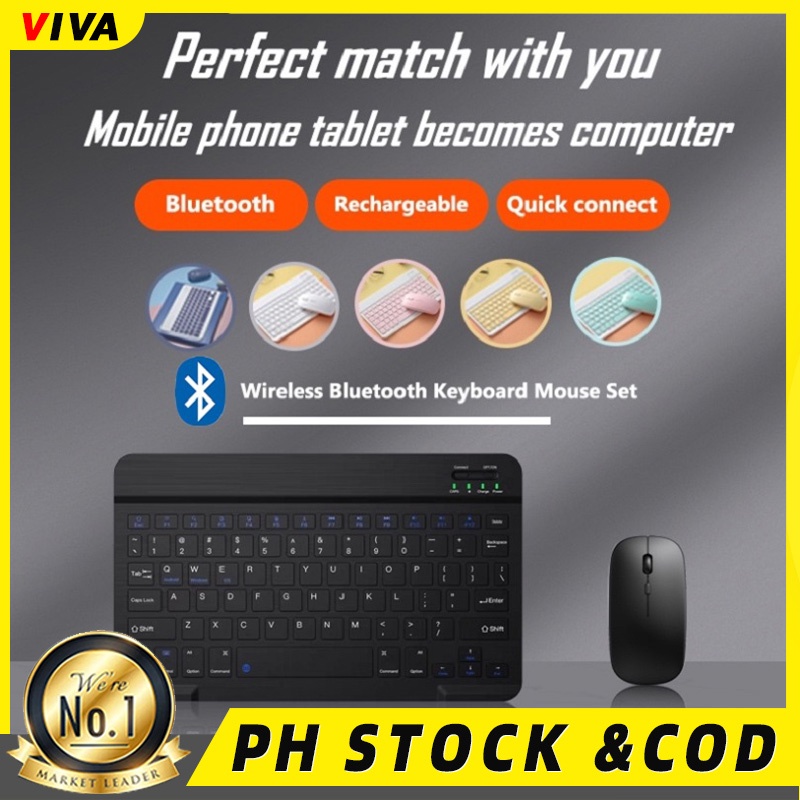 10 Inch Bluetooth Keyboard and Mouse Mini Slim Keyboards Mice for iPad