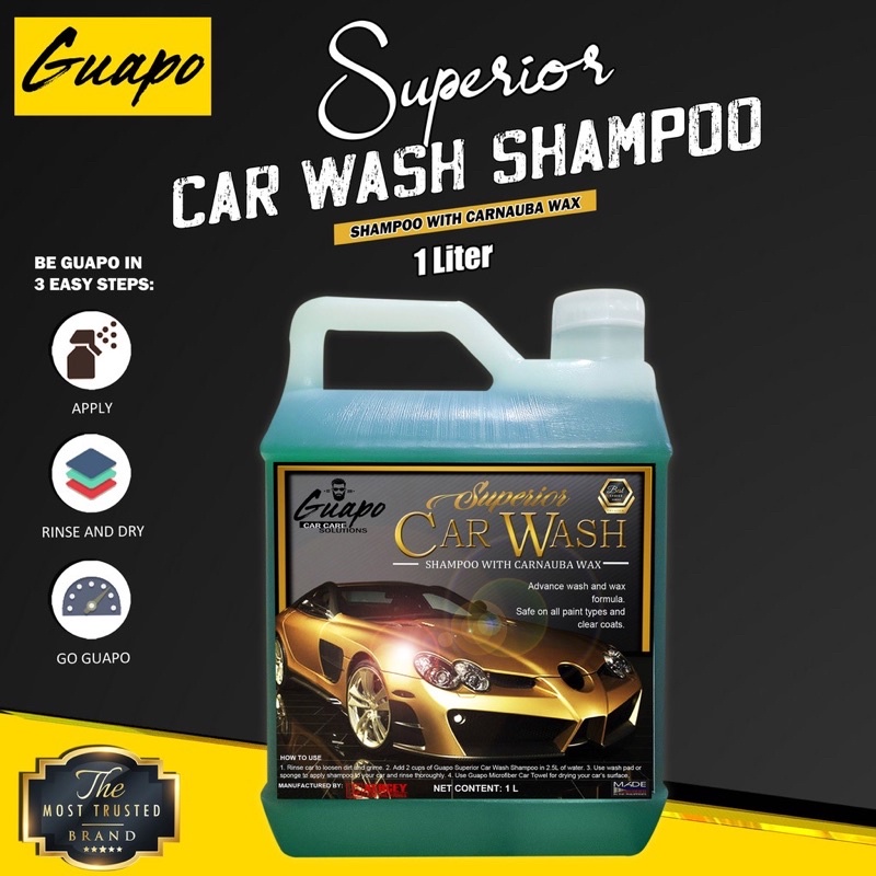 Guapo Superior Car Shampoo w/ Carnauba Wax Motor Wash Shampoo w/ Wax
