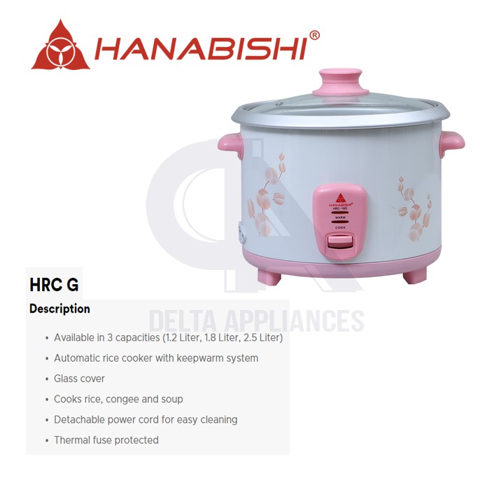 Hanabishi Rice Cooker (1.8L) HRC 18G Shopee Philippines