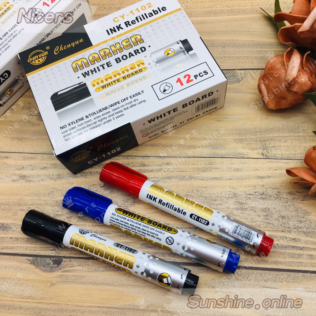 12pcs CY1102 white board marker INK REFILLABLE Shopee Philippines