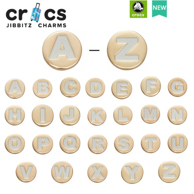 crocs jibbitz charms Gold letters AZ crocs shoe accessories DIY Metal