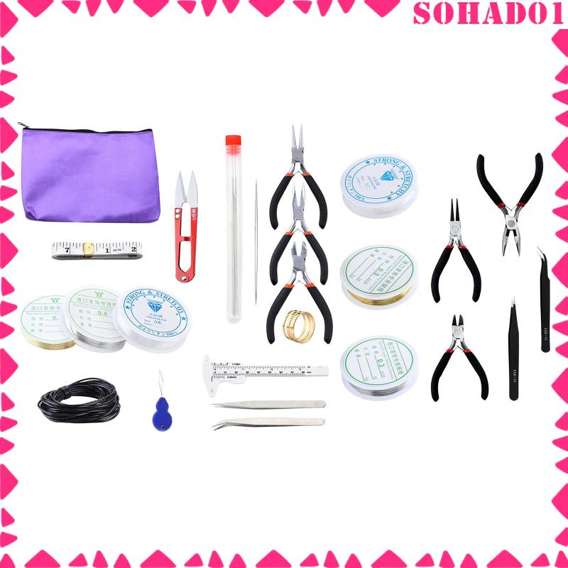 [sohad] Jewelry Making Tools Kit Beginner Plier Copper String Beading