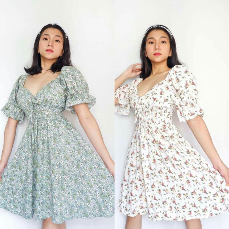 TRENDY ADELINE KOREAN INSPIRED PUFFSLEEVE DRESS Shopee Philippines