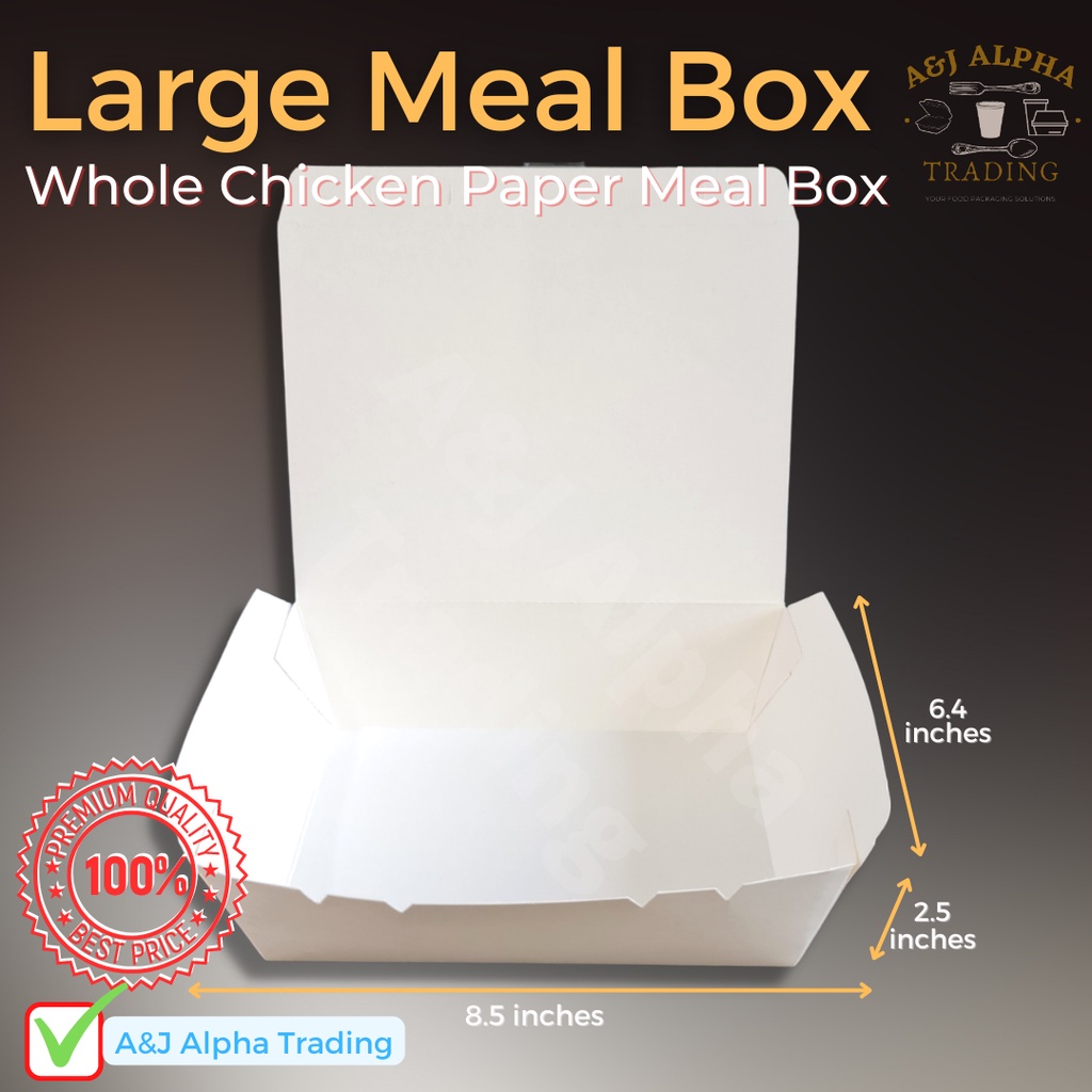Paper Meal Box 1500cc [White] Laminated 50pcs per pack Shopee Philippines