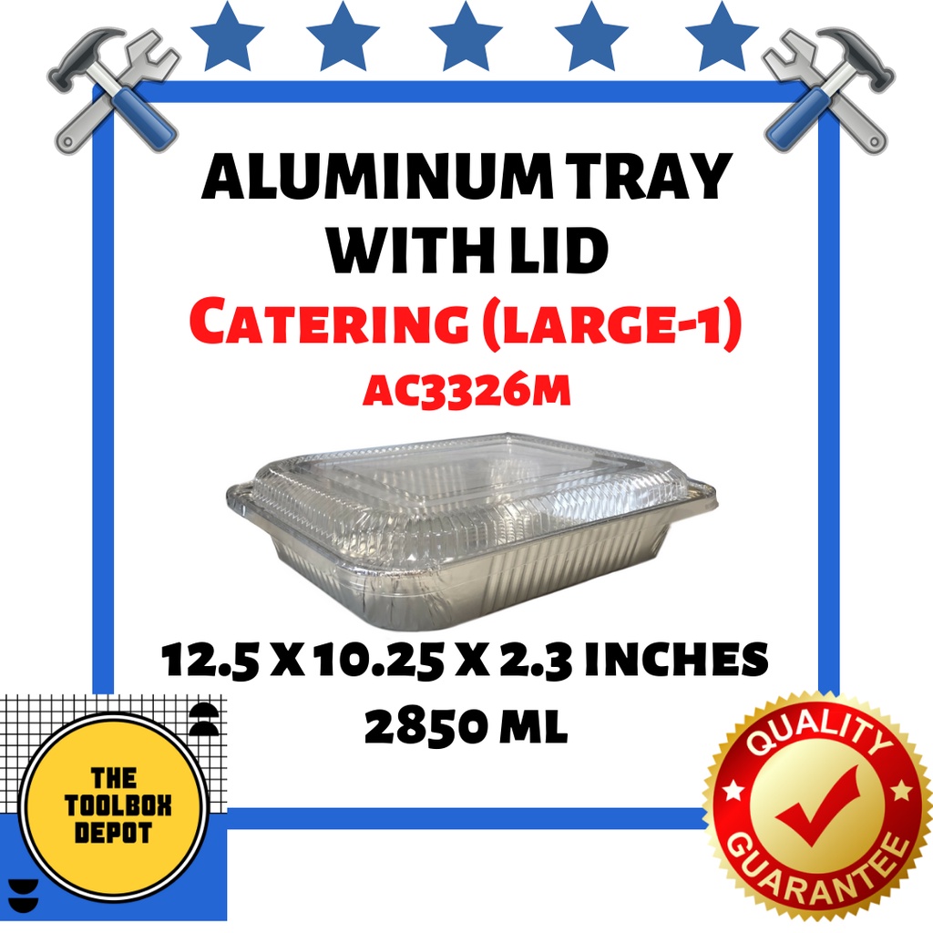[100 PCS] Large Aluminum Tray with Lid AC3326S/AC3326M 12.5"x10.25"x2.3