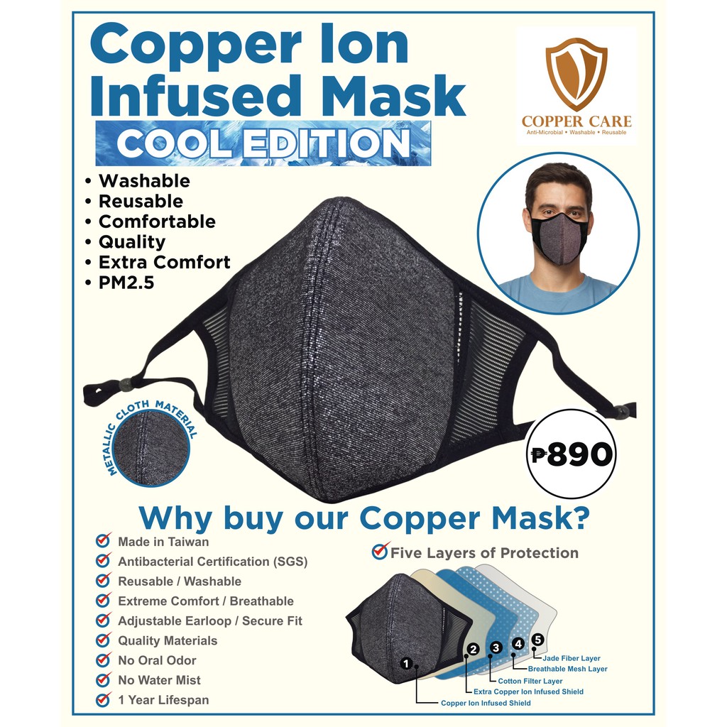 Copper Infused Mask Cool Version washable and Antibacterial 5