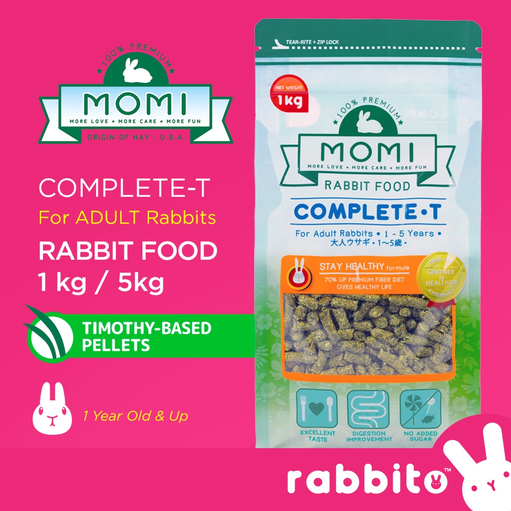 MOMI CompleteT Adult Rabbit Food 1KG/5KG Healthy Timothy haybased