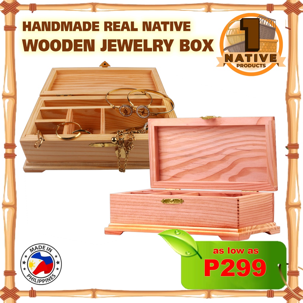 1NativeProducts Wooden Jewelry Box Handmade Native Pine Wood jewelry