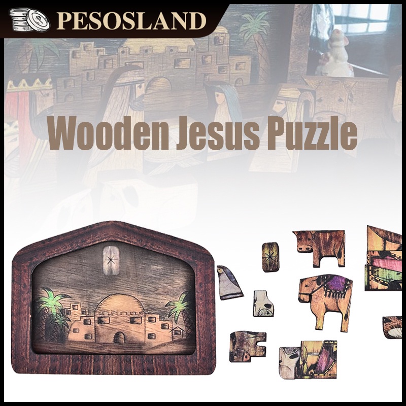 Wooden Jesus Puzzles Statue Jesus Nativity Puzzles Set Nativity Puzzles