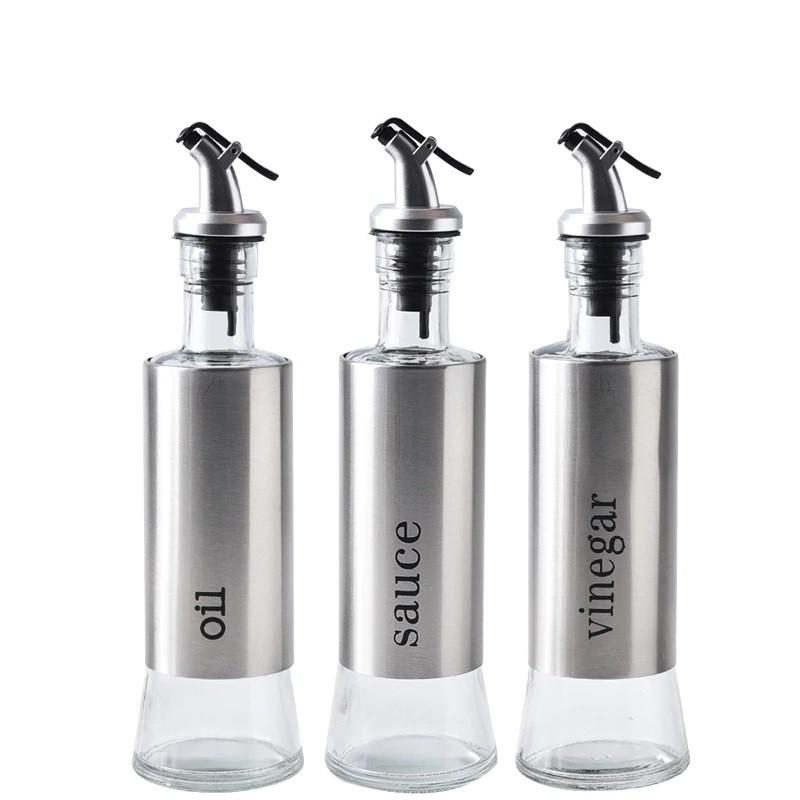 300ML Oil Dispenser Bottle Stainless Steel Oil Vinegar Sauce Pourer