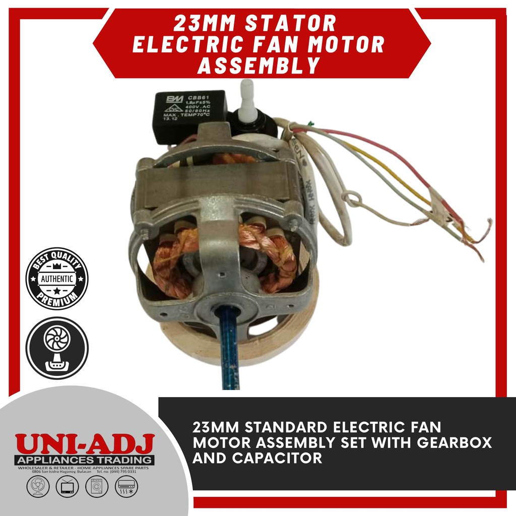 23mm Electric Fan Motor Assembly Set with Gearbox and Capacitor