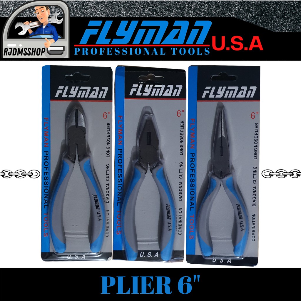 flyman Pliers set 6" / Flat Nose Pliers Long Nose Pliers Cutter Plier