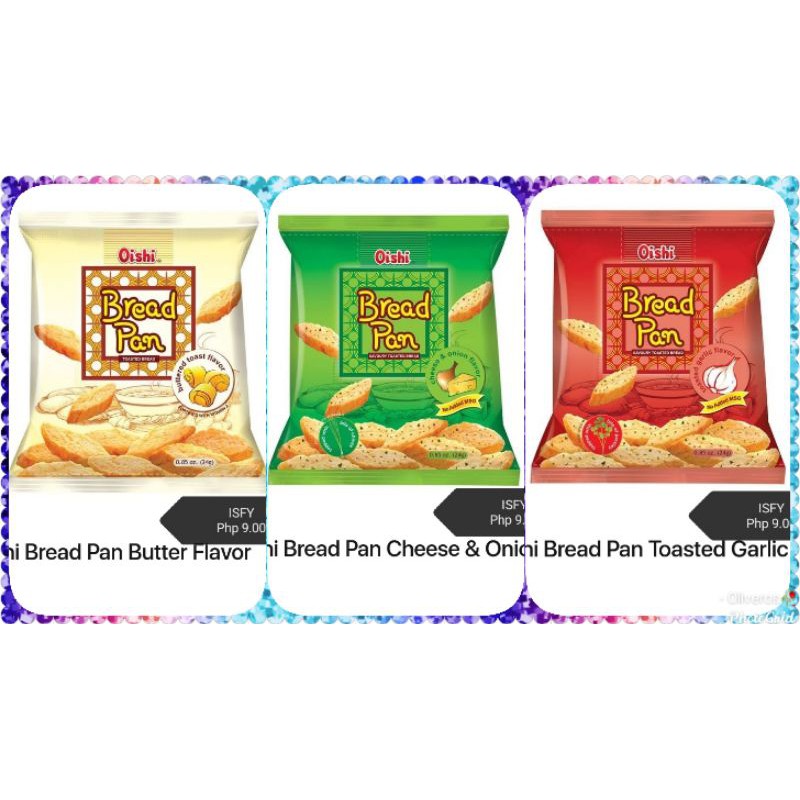 24g Oishi Bread Pan snack Cheese&Onion / ToastedGarlic / ButteredToast