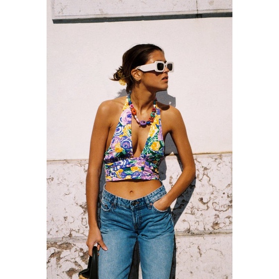 ZARA PRINTED CROP TOP MEDIUM Shopee Philippines