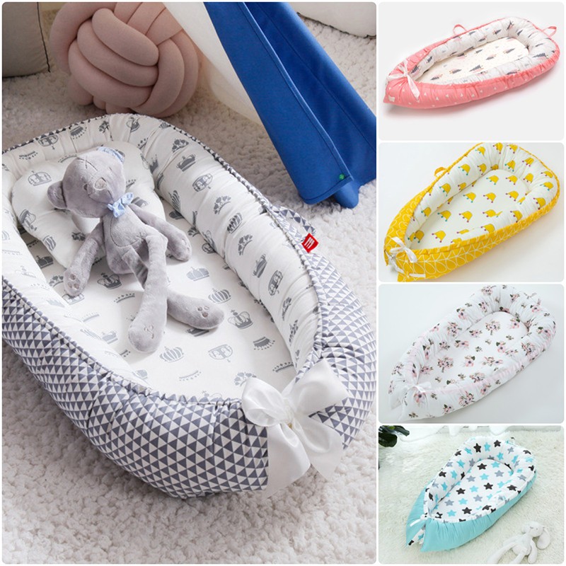 Baby Steps Cotton Portable Crib Baby Lounger Infant Bumper