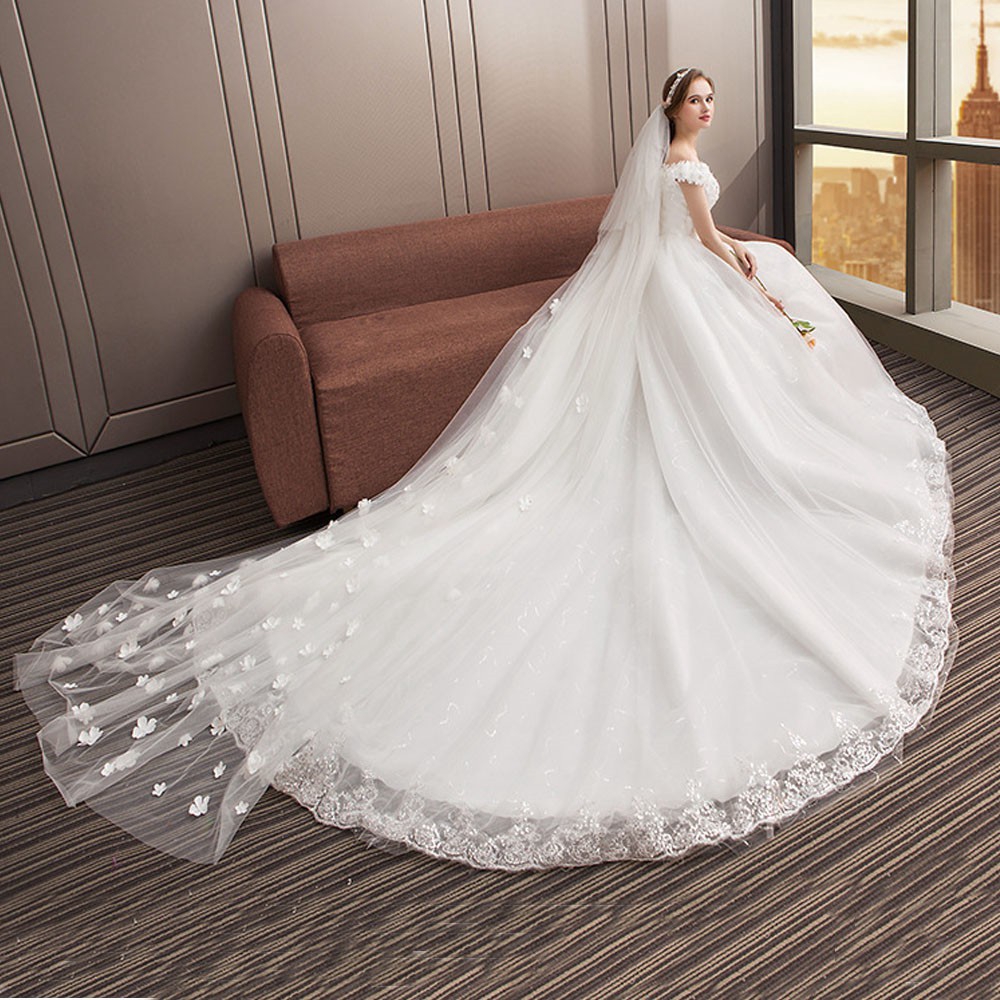 Simple sweet lace formal dress beaty Lace tail wedding dress Gown