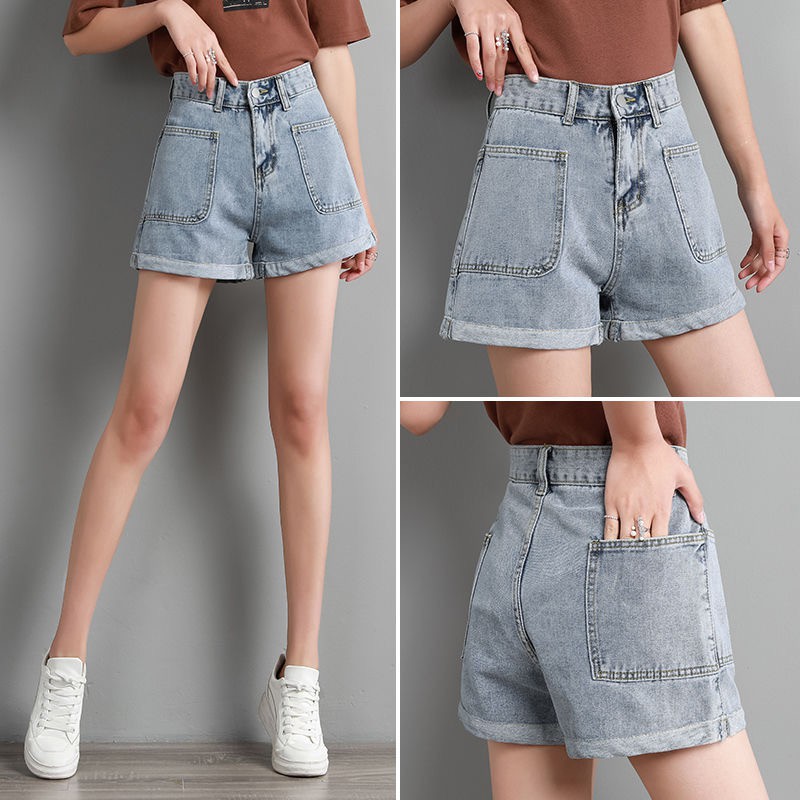 COD High waist denim shorts fashion shorts summer denim pocket baggy