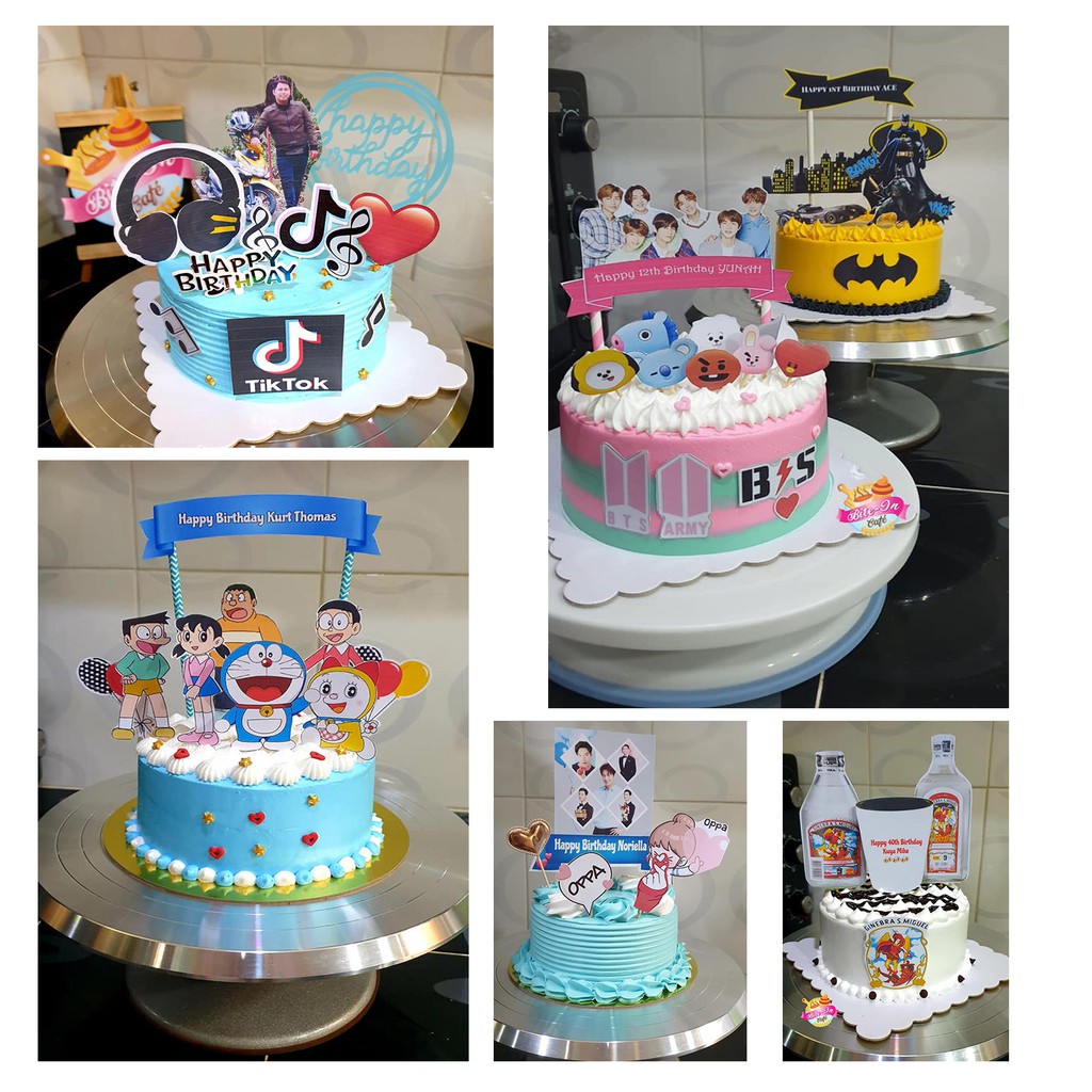 Cake Topper Cupcake Themed Toppers Printable Designs Printed Already A4