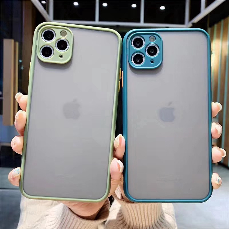 Luxury Camera Lens Protective Clear Cover Matte Shockproof IPhone Case