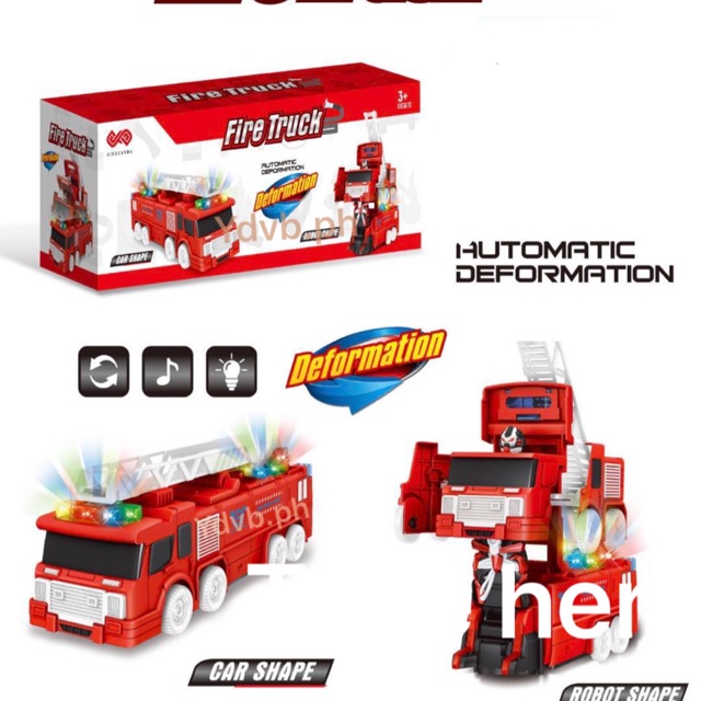 Fire Truck Robot Transformer with Lights and Sounds Fire Engine