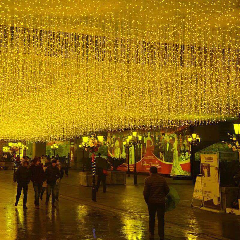 LED Light Icicle Waterfall Fairy String Curtain Lights Garland Outdoor