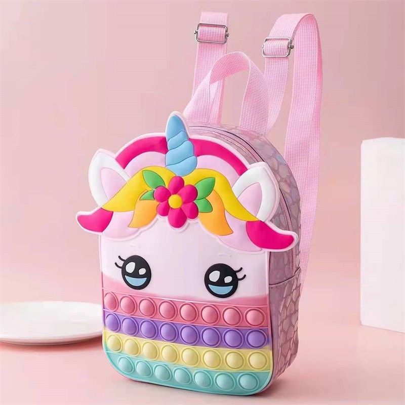 Unicorn Backpack for Girls pop it bag for kids Large Pop It Fidget Toy