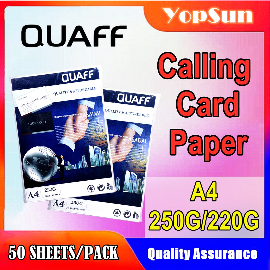 White Calling Card Paper A4 220 / 250gsm 50sheets (Matte) Quaff Brand