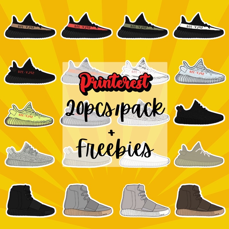 Yeezy Sneaker Sticker Pack 3 Waterproof HQ For Laptop, Tumbler