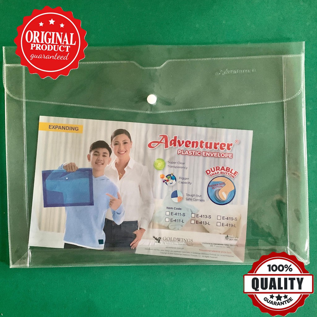 Expanding Plastic Envelop Adventurer Transparent E411L, Long Shopee