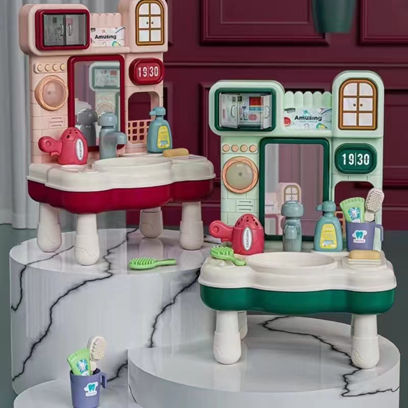 Play Bathroom Toys with Water Wash Basin Vanity Sink Toys Children wash